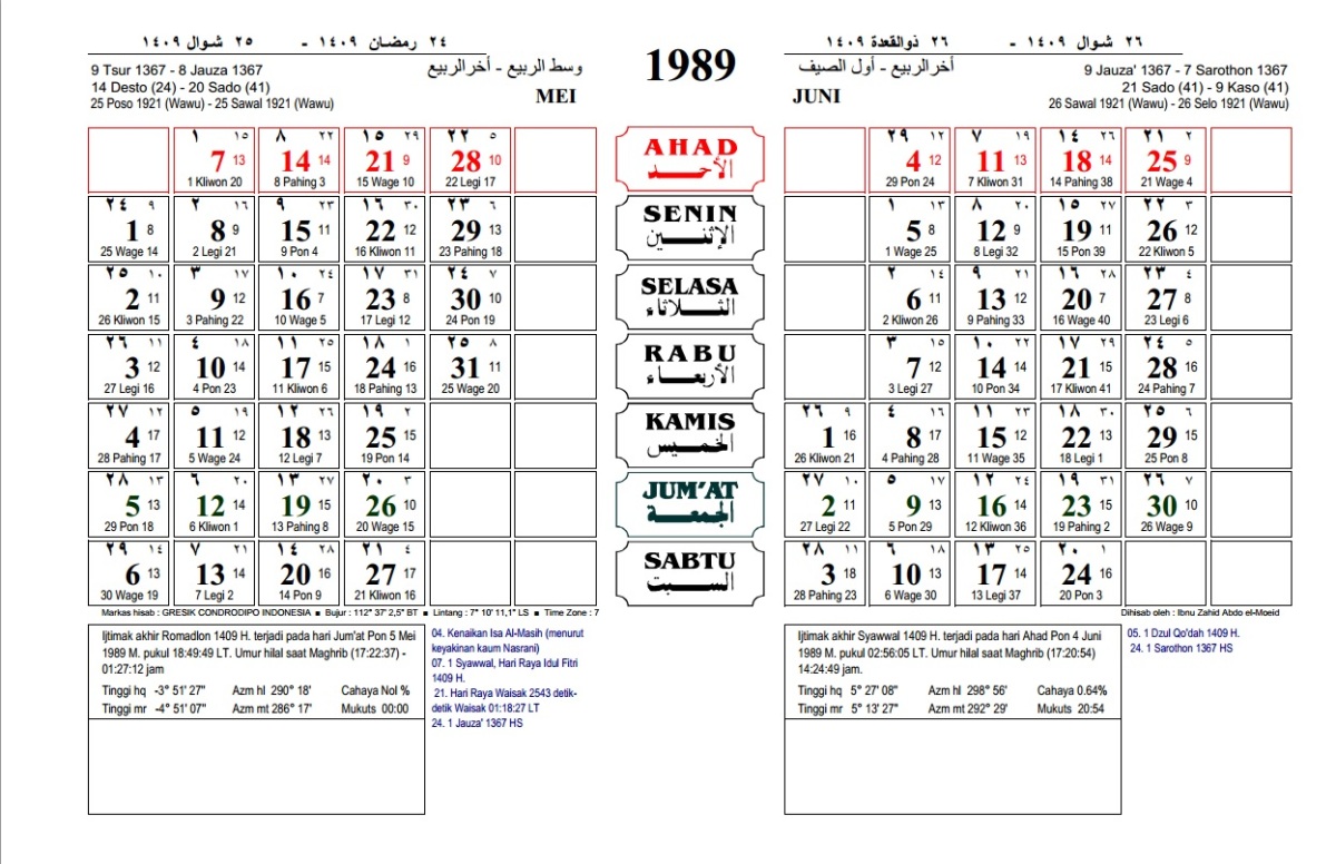 Terpopuler 36 Kalender  Tahun  1989 Lengkap  Dengan  Tanggal Jawa 